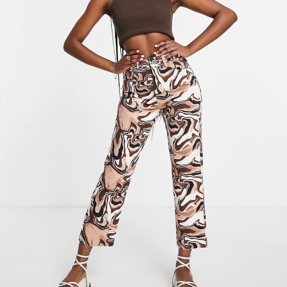 Retro wave printed pants